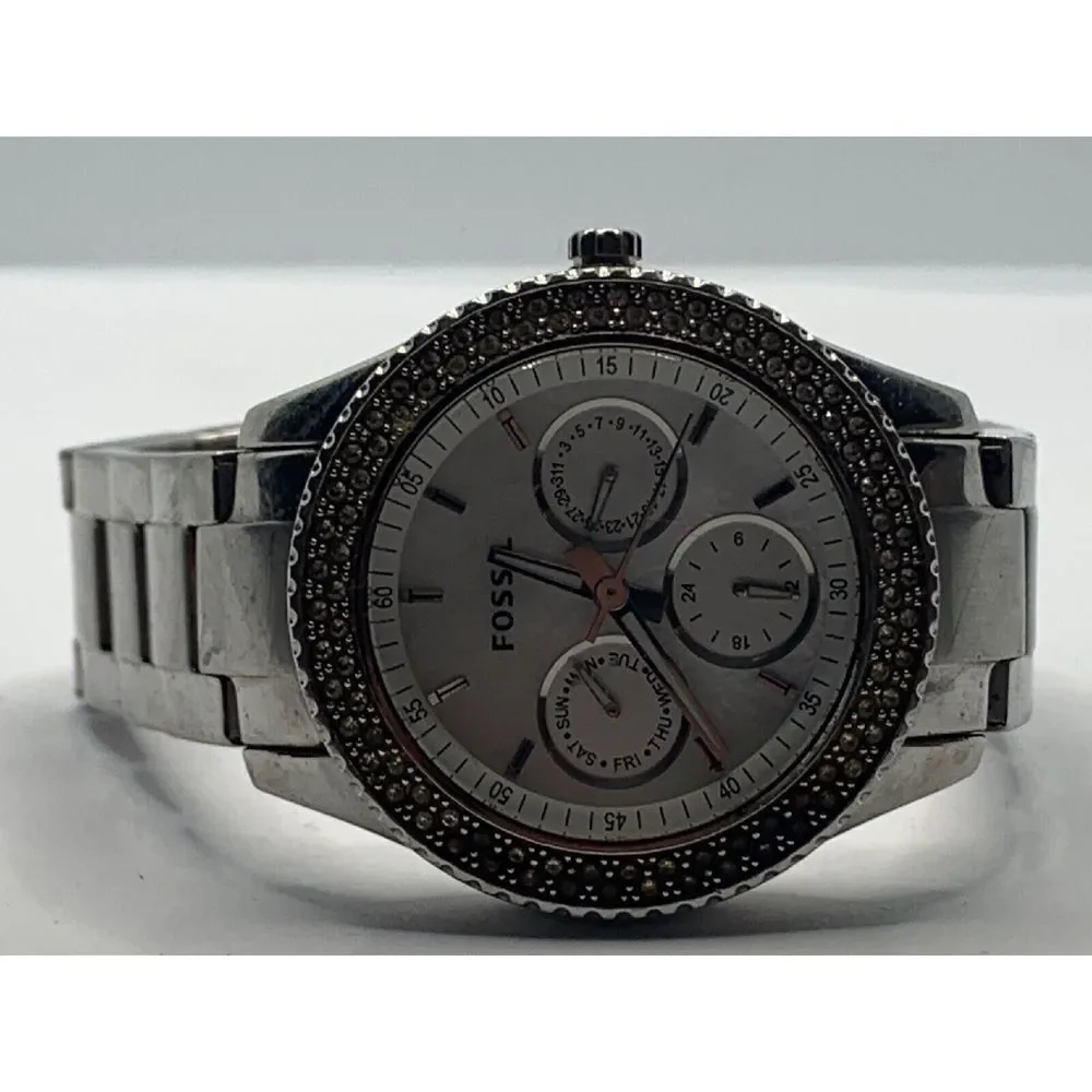 Fossil ES2860 Womens Silver Stainless Steel Analog Dial Quartz Wrist Watch KL214